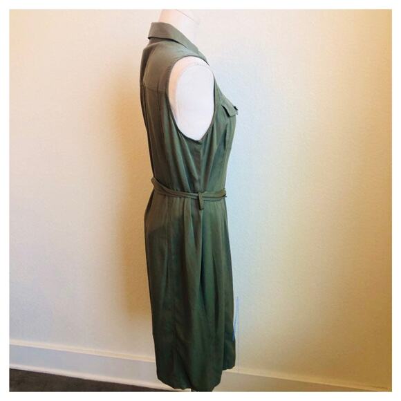 Calvin klein army green casual button down dress womens size 8 New - Picture 3 of 4